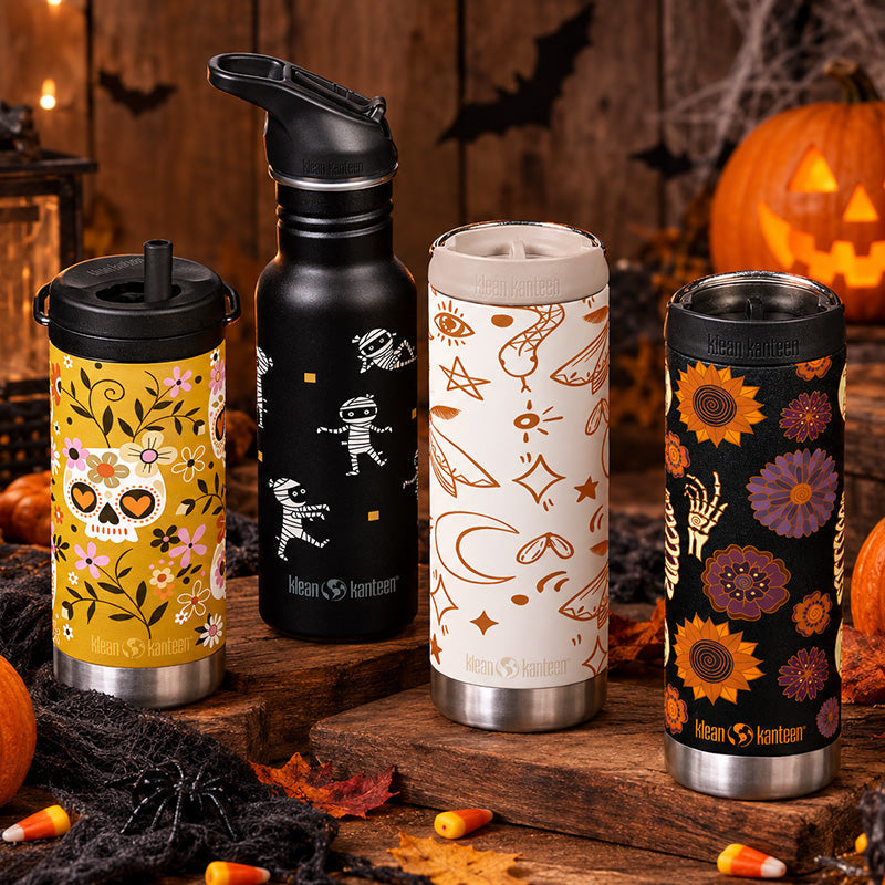 16oz TKWide with Café Cap - Skeleton Flowers